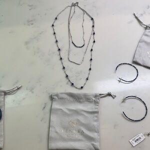 Kendra Scott 18.5” Silver Necklace with Blue Accents